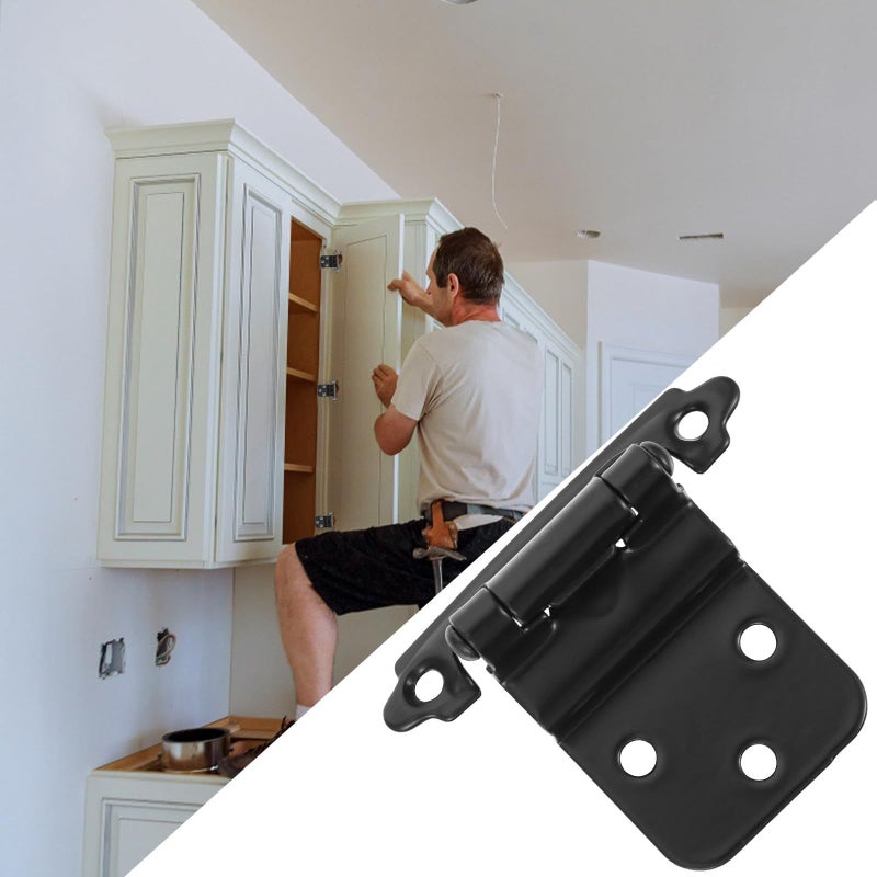 10pcs Black Powder Coated Iron Cabinet Hinges Self Closing Heavy Duty For Kitchen Cupboard - Image 5
