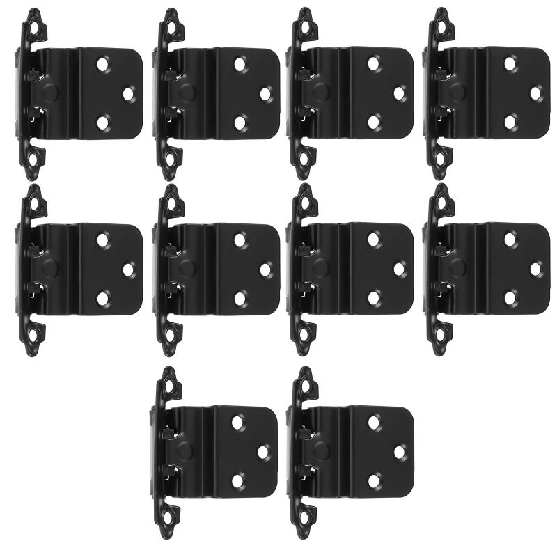 10pcs Black Powder Coated Iron Cabinet Hinges Self Closing Heavy Duty For Kitchen Cupboard - Image 2