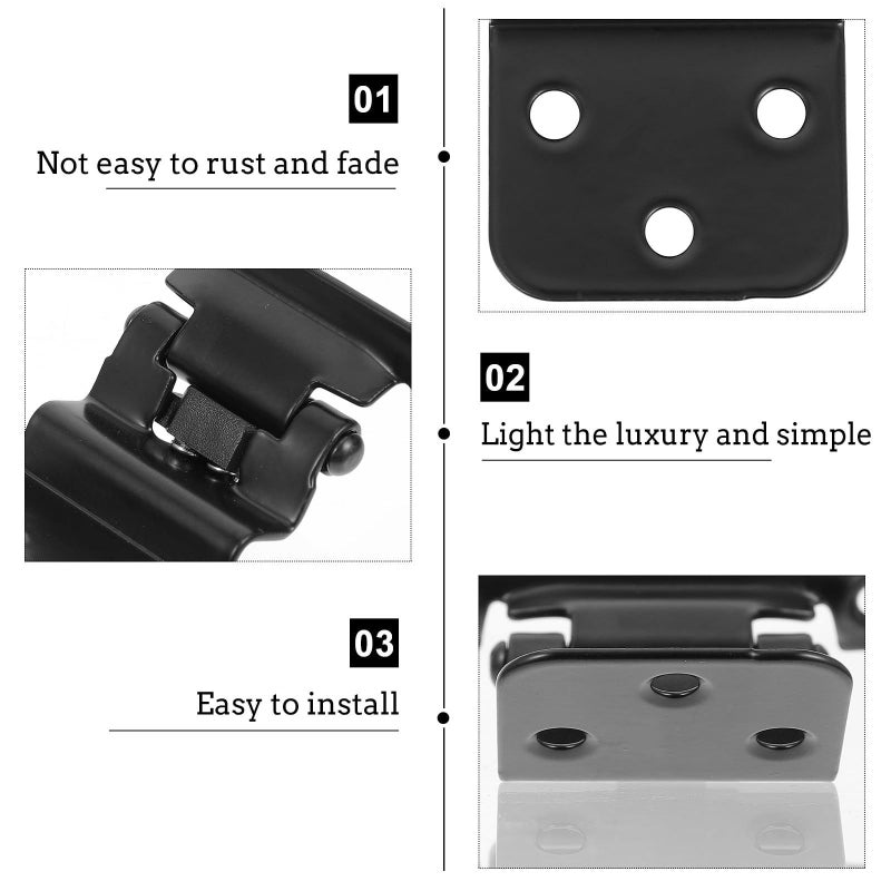 10pcs Black Powder Coated Iron Cabinet Hinges Self Closing Heavy Duty For Kitchen Cupboard - Image 4