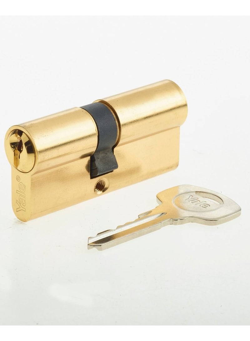 Yale Cylinder Double Euro Profile Key + Key 80mm (40+40) Polished Brass