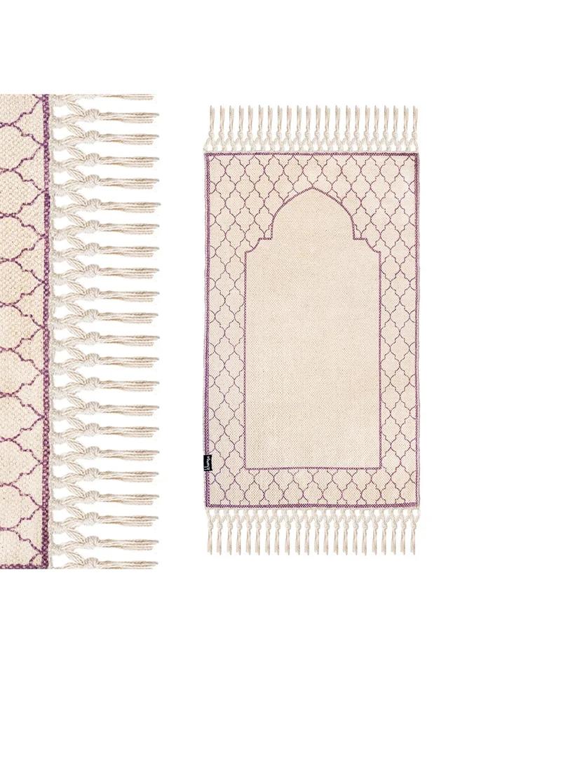 KHAMSA Classic | Muslim Prayer Rug Prayer Mat Adult Size 65 cm x 110 cm Arabic Style Janamaz in 100% Soft Organic Cotton Fabric Handcrafted Arabic Design | Mauv - Lavender