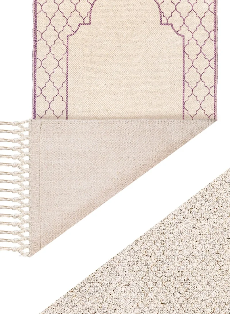 KHAMSA Classic | Muslim Prayer Rug Prayer Mat Adult Size 65 cm x 110 cm Arabic Style Janamaz in 100% Soft Organic Cotton Fabric Handcrafted Arabic Design | Mauv - Lavender