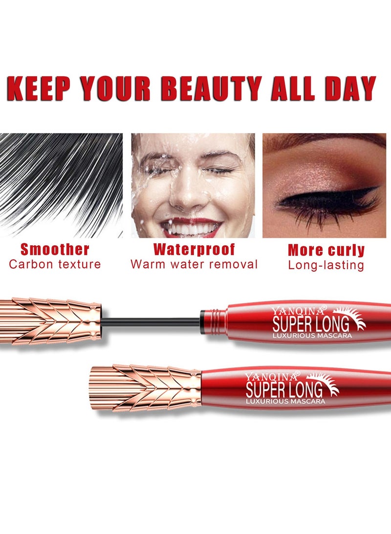 SYOSI Super Long Mascara 4D Waterproof Mascara - Long - Lasting Volumizing and Eye-Defining Mascara, Super Long Luxurious Mascara Quick-Drying Waterproof Long Lasting No Clumping 2Pcs - Image 5