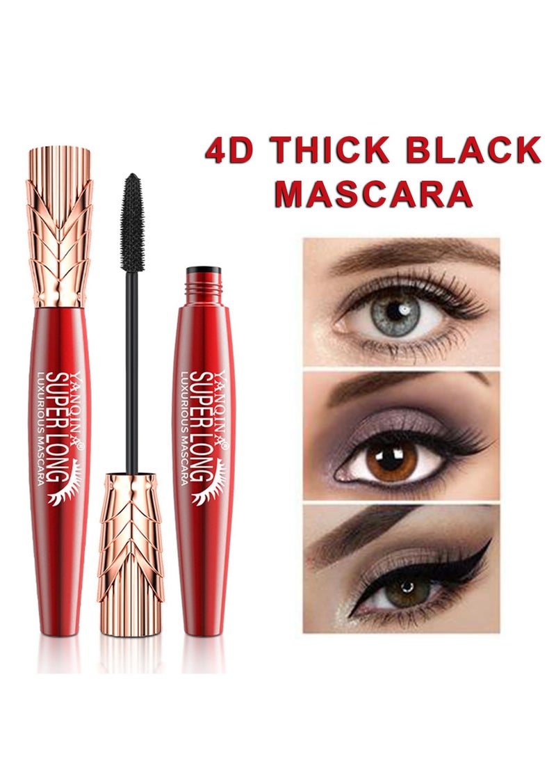 SYOSI Super Long Mascara 4D Waterproof Mascara - Long - Lasting Volumizing and Eye-Defining Mascara, Super Long Luxurious Mascara Quick-Drying Waterproof Long Lasting No Clumping 2Pcs - Image 3