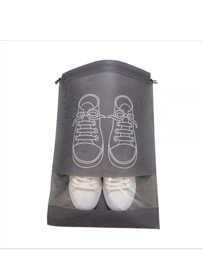 10 رمادي مطبوعة حقيبة التخزين مجموعة ، الرباط حقيبة الأحذية البلاستيك المحمولة حقيبة الأحذية المنظم - Image 1