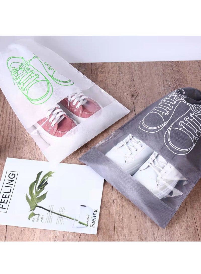 10 رمادي مطبوعة حقيبة التخزين مجموعة ، الرباط حقيبة الأحذية البلاستيك المحمولة حقيبة الأحذية المنظم - Image 3