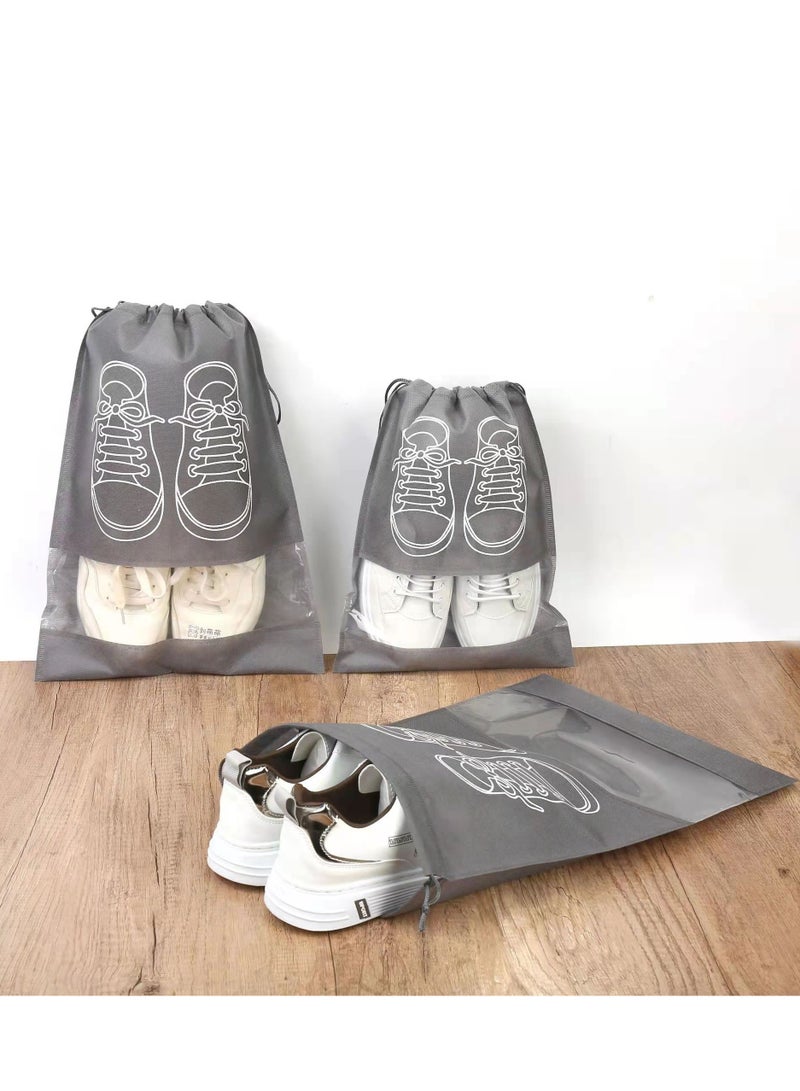 10 رمادي مطبوعة حقيبة التخزين مجموعة ، الرباط حقيبة الأحذية البلاستيك المحمولة حقيبة الأحذية المنظم - Image 2