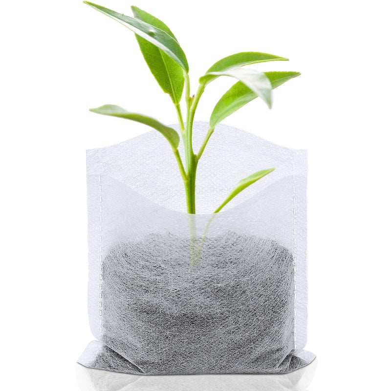Augshy 200Pcs Nursery Growing Bags, Non-Woven Fabric Seedling Pots for Planting Seed Starting Pots Pouches for Vegetable Flower Fruit Saplings Tree (4.2" x 4.2") - Image 1