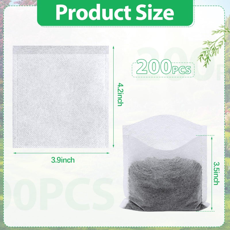 Augshy 200Pcs Nursery Growing Bags, Non-Woven Fabric Seedling Pots for Planting Seed Starting Pots Pouches for Vegetable Flower Fruit Saplings Tree (4.2" x 4.2") - Image 2