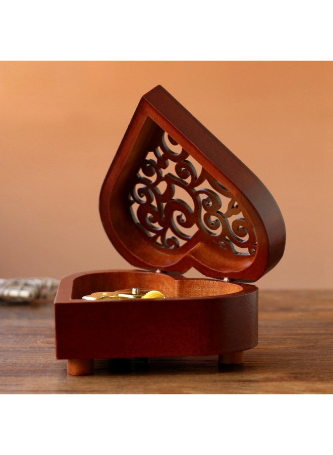 Vintage Heart-shaped Hand-cranked Music Box Wooden Octave Box Sky City Canon Creative Gift Gift Wholesale-Color:05 [classical Blue] Silver Movement-Dimensions:Music Spirited Away - Image 2