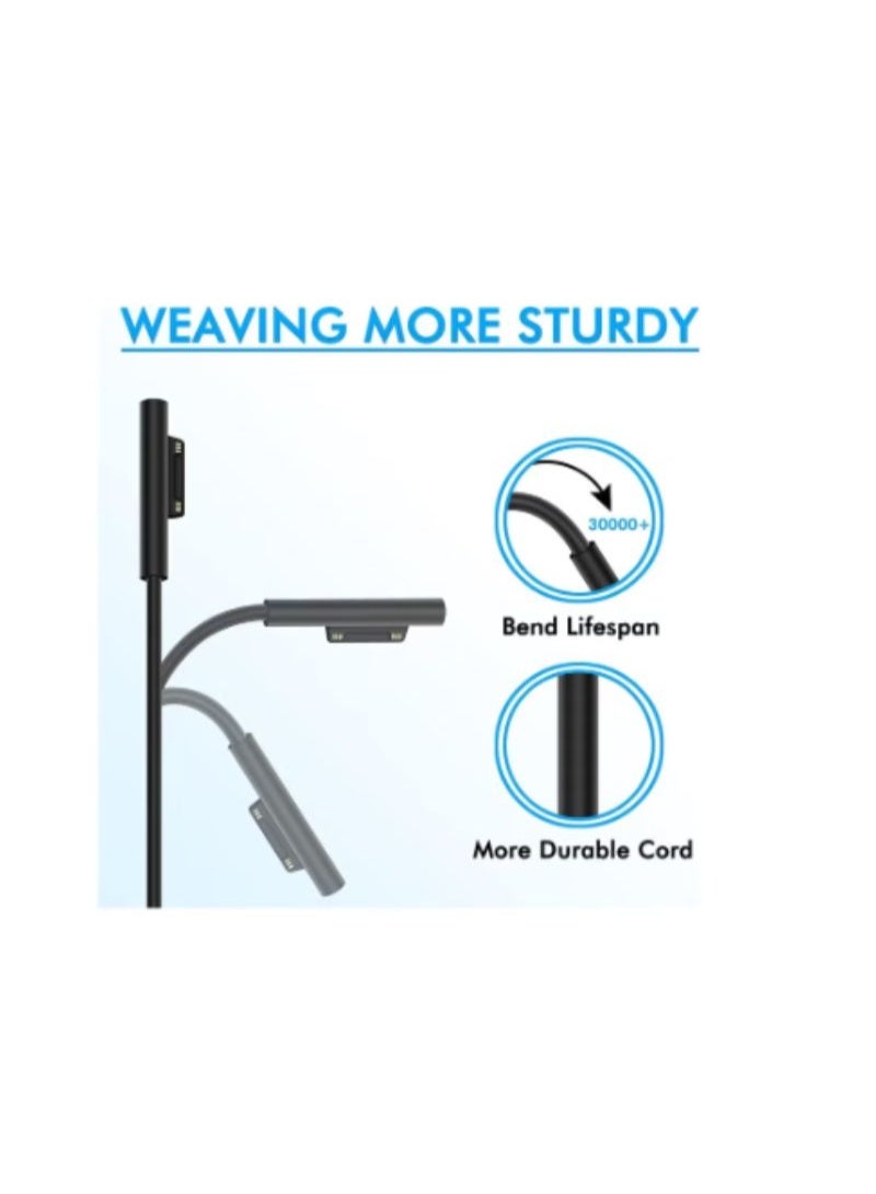 Terabyte شاحن سطحي، 44 واط 15 فولت 2.58 أمبير مزود طاقة محول شاحن لجهاز مايكروسوفت سرفس برو 3/4/5/6/7، سرفس لابتوب 3/2/1، سرفس غو/بوك، مع كابل طاقة بطول 6 أقدام - Image 2