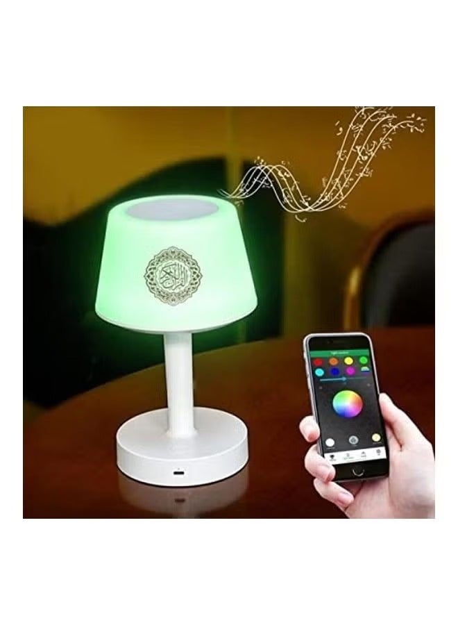 ACLIX Desk Lamp Qur'an Speaker-Bluetooth, 7 Colors LED Touch Table Lamp 8GB, With 16 Reciters Plus 16 Translations (SQ-917) White - Image 2
