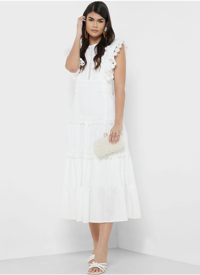 ELLA Dress With Tiered Lace Trim