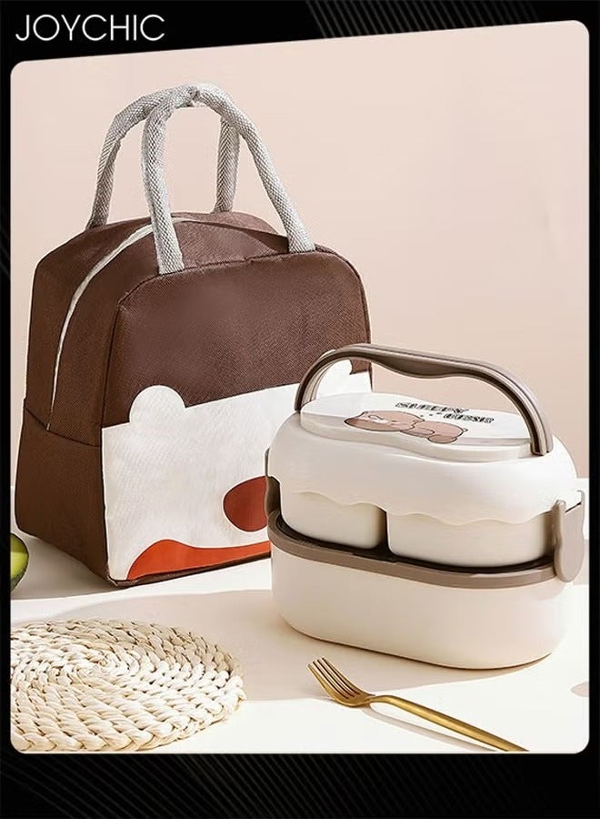 Joychic Lovely Cartoon Design Portable Lunch Bag Water and Oil Proof  Food Insulation Bag with Handle Strap for  School Office Work Travel Outdoor - Image 2