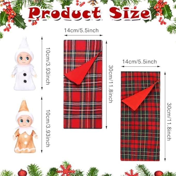 CHRISTMAS ELF DOLL ACCESSORIES, 2 PIECES MINI ELF CHRISTMAS DOLL, WITH 2 PIECES CHRISTMAS ELF SLEEPING BAG, CHRISTMAS DOLL DECORATIONS, CHRISTMAS ELF ACCESSORIES (WHITE AND YELLOW) - Image 4