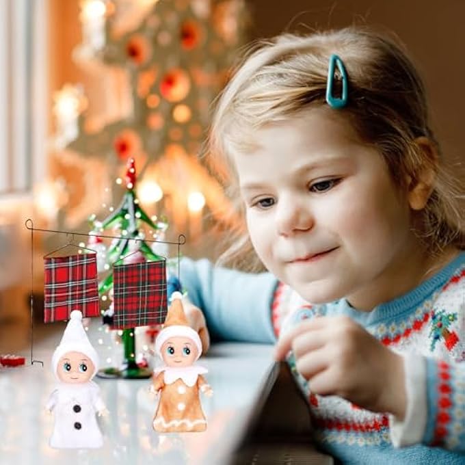 CHRISTMAS ELF DOLL ACCESSORIES, 2 PIECES MINI ELF CHRISTMAS DOLL, WITH 2 PIECES CHRISTMAS ELF SLEEPING BAG, CHRISTMAS DOLL DECORATIONS, CHRISTMAS ELF ACCESSORIES (WHITE AND YELLOW) - Image 5