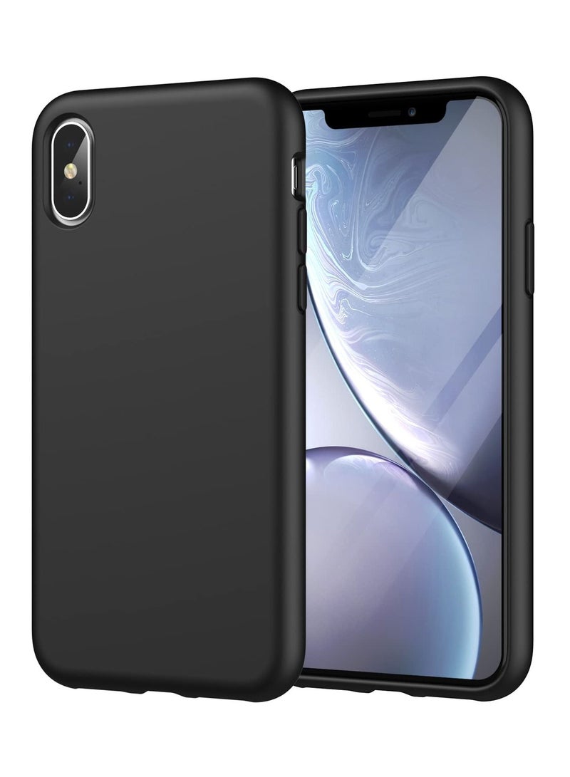 بورتوني جراب من السيليكون لهاتف iPhone X و XS مقاس 5.8 بوصات ، جراب واقٍ ناعم الملمس بالكامل ، غطاء مقاوم للصدمات مع بطانة من الألياف الدقيقة ، أسود - Image 1