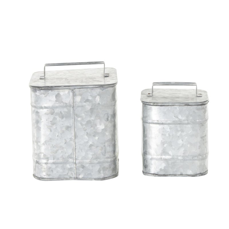 Deco 79 Metal Decorative Canisters Decorative Containers, Set of 2 Decorative Keepsake Boxes 8", 7"H, Silver - Image 1