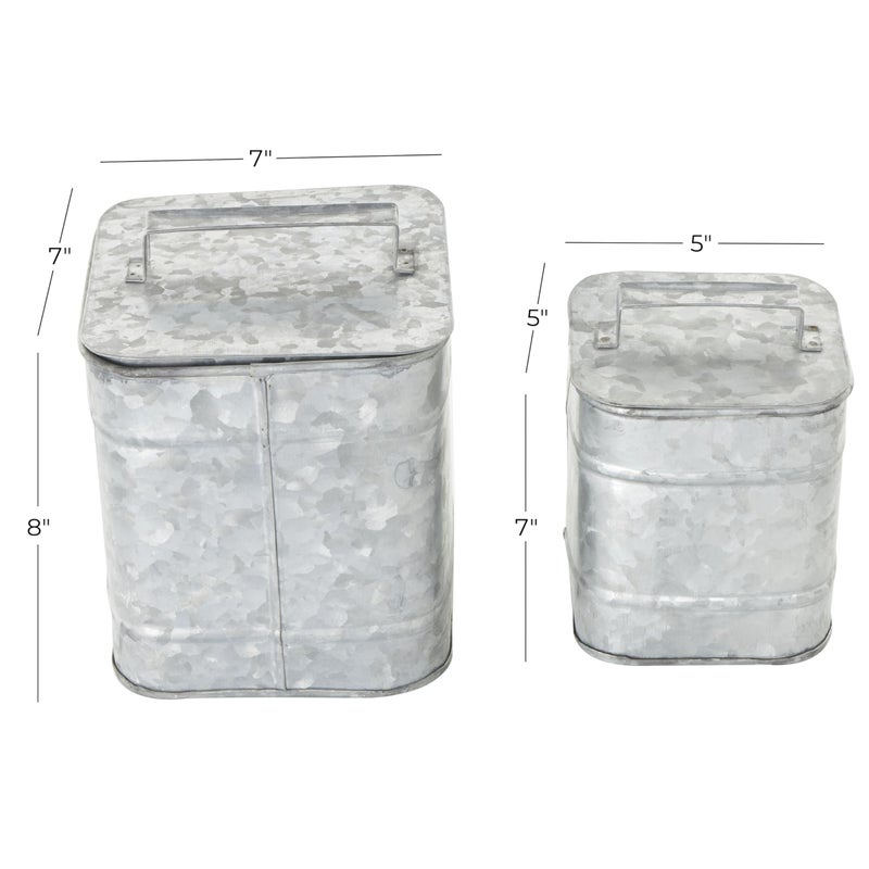 Deco 79 Metal Decorative Canisters Decorative Containers, Set of 2 Decorative Keepsake Boxes 8", 7"H, Silver - Image 3