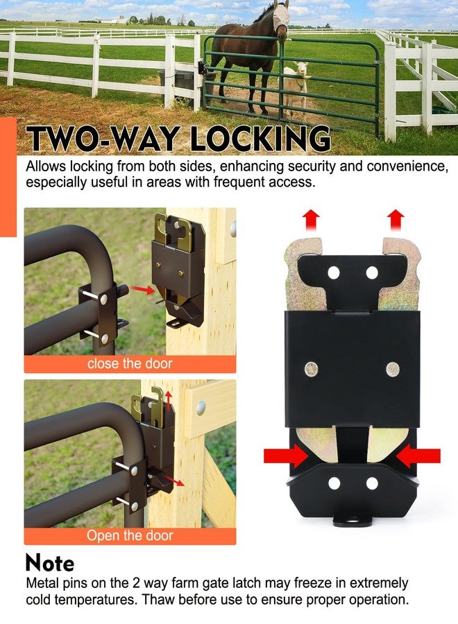 Lupar 2 Way Farm Gate Latch, Heavy-Duty Lockable Fence Latch with Self-Locking Nut, Black Livestock Gate Latch Compatible with Pastures, Stables, Ranches, Horse Corrals,Farms - Image 3