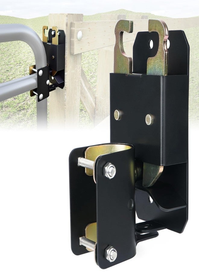 Lupar 2 Way Farm Gate Latch, Heavy-Duty Lockable Fence Latch with Self-Locking Nut, Black Livestock Gate Latch Compatible with Pastures, Stables, Ranches, Horse Corrals,Farms - Image 1