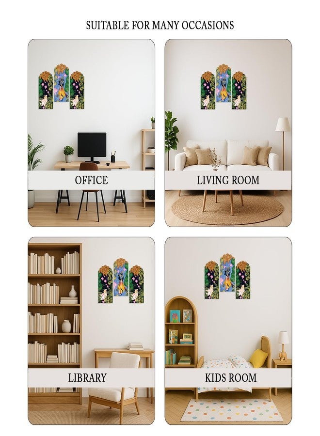 Kaameri Bazaar Decorative Wooden Wall Hanging Decoration Item for Home | Office | Gift | Kanha Wall Decor Hanging Item | Wall Art | Living Room | Bedroom | Stylish Modern Artwork Pack of 3 Pieces - Image 4