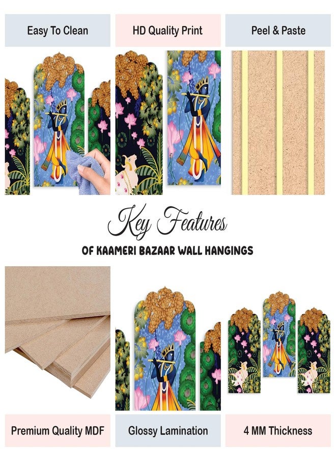 Kaameri Bazaar Decorative Wooden Wall Hanging Decoration Item for Home | Office | Gift | Kanha Wall Decor Hanging Item | Wall Art | Living Room | Bedroom | Stylish Modern Artwork Pack of 3 Pieces - Image 2