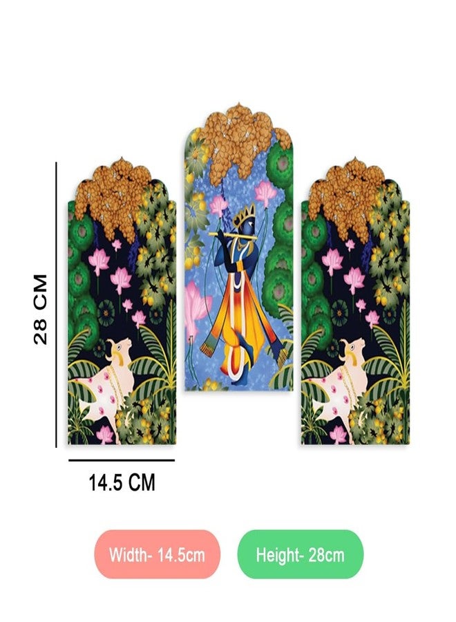 Kaameri Bazaar Decorative Wooden Wall Hanging Decoration Item for Home | Office | Gift | Kanha Wall Decor Hanging Item | Wall Art | Living Room | Bedroom | Stylish Modern Artwork Pack of 3 Pieces - Image 3