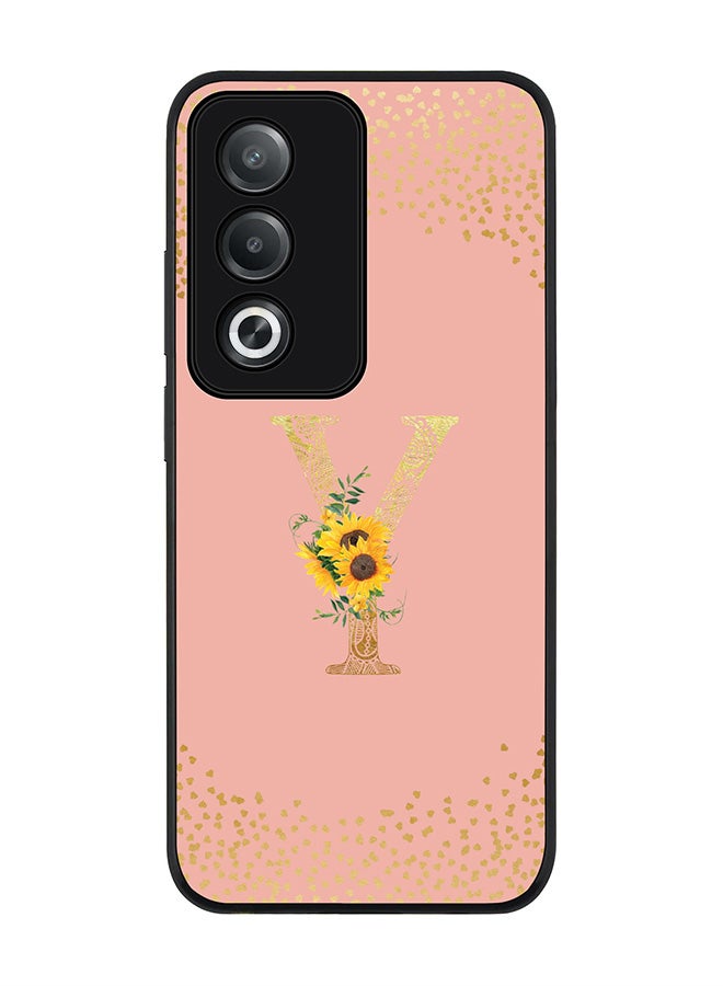 Stylizedd For Oppo A3 Pro / A80 Case,Slim fit Camera Protection, Shockproof Thin Phone cover - Custom Floral Monogram - Y (Rose Pink ) - Image 1