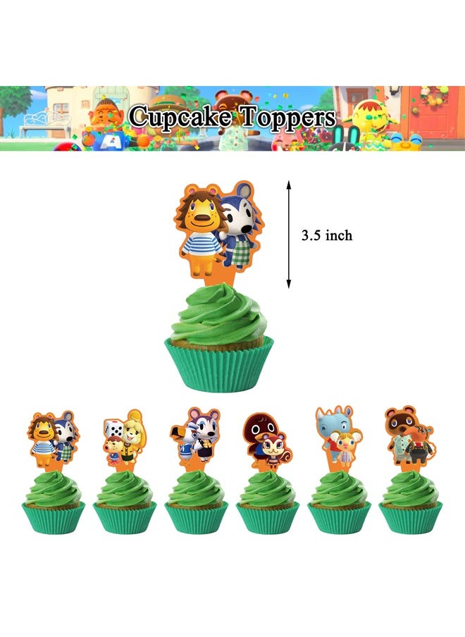 Animal Crossing Balloon Set with Happy Birthday Banner,Cake Topper,Perfect for Graduation Baby Shower Birthday Bachelorette Party Backdrop Decoration,Suitable for Indoor and Outdoor