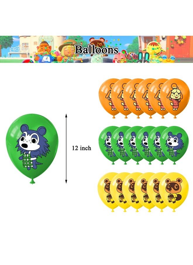 Animal Crossing Balloon Set with Happy Birthday Banner,Cake Topper,Perfect for Graduation Baby Shower Birthday Bachelorette Party Backdrop Decoration,Suitable for Indoor and Outdoor