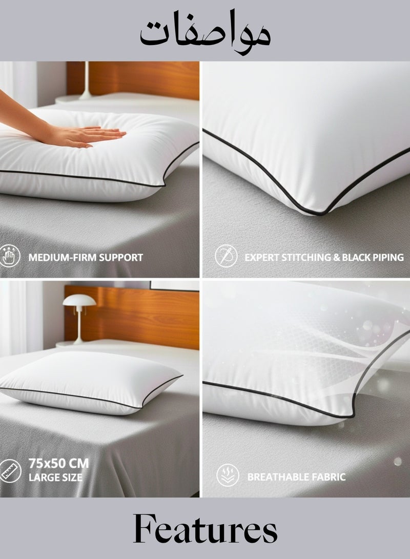 F.A.M.S Hotel Style Luxury Pillow – 75×50 cm, Premium Microfiber Filling, Cotton Blend Cover, Hypoallergenic, Soft & Supportive – Perfect for Home & Guest Room - Image 2