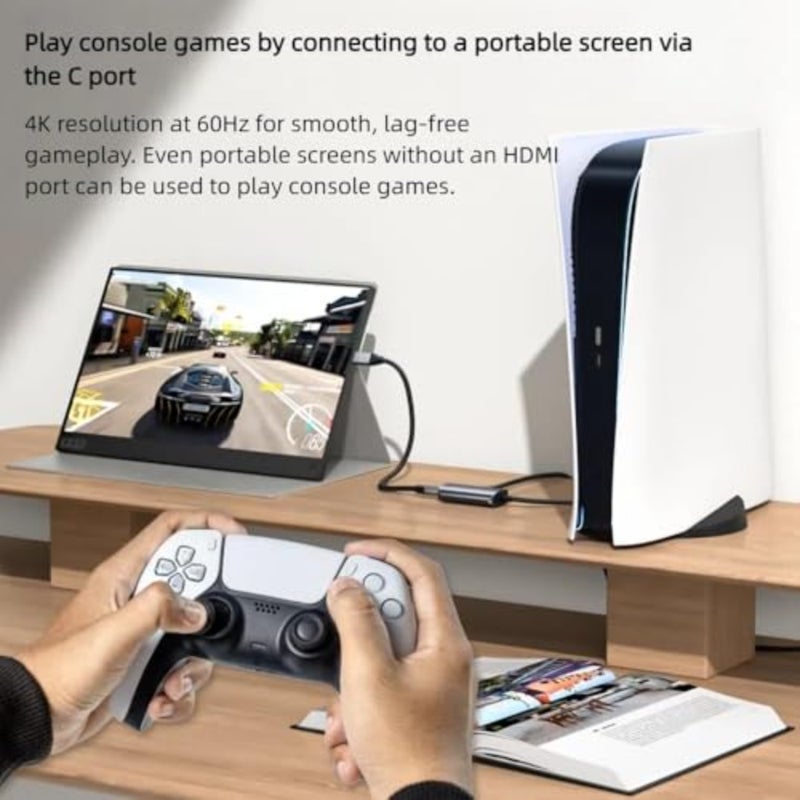 محول HDMI إلى USB C 4K60 هرتز، غلاف من الألومنيوم، محول مجدول من النايلون للشاشة المحمولة، نظارات AR XREAL One/Air 2 Pro/VITURE Pro/Rokid، PS4/5، B0X، ROG Ally، DC 5V - Image 3