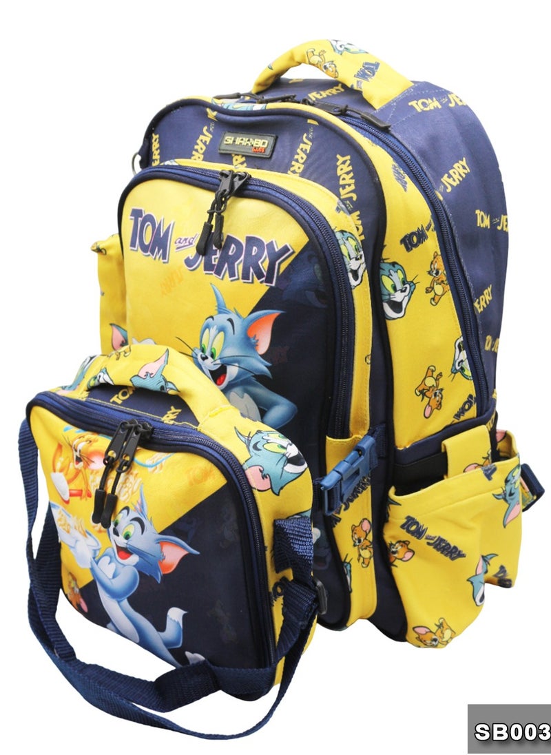 Gharibo Bags School backpack with lunch bag Size 17 model 32 Tom & Jerry  - Image 4