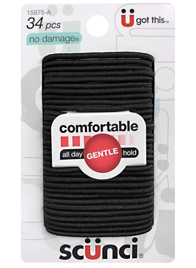 Scunci No-Damage Small Elastics, Black | 34-Count per pack | (1-Pack) - Image 1