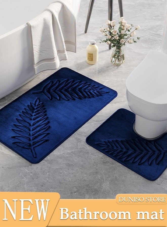 DUNISO 2 Pieces Bathroom Rugs Mat Super Soft Water Absorbent Microfiber Non-Slip Quick Drying Bath Tub Mat Toilet Rugs Perfect Bathroom Mats for Bathroom Tub and Shower - Image 1