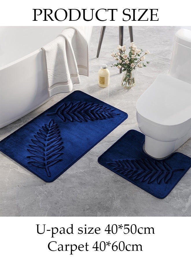 DUNISO 2 Pieces Bathroom Rugs Mat Super Soft Water Absorbent Microfiber Non-Slip Quick Drying Bath Tub Mat Toilet Rugs Perfect Bathroom Mats for Bathroom Tub and Shower - Image 2