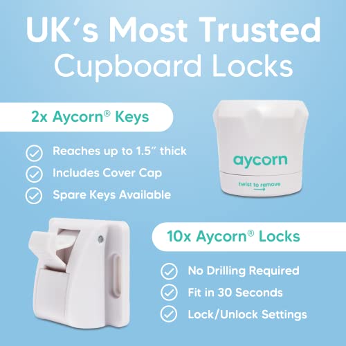 AYCORN Safety Magnetic Child Locks for Cabinets (10 Locks & 2 Keys), Baby Proofing Cabinet Locks for Doors and Drawers 10 Pack - Easy Install No Screws or Drilling Toddler Child Proof Cabinet Latches - Image 5