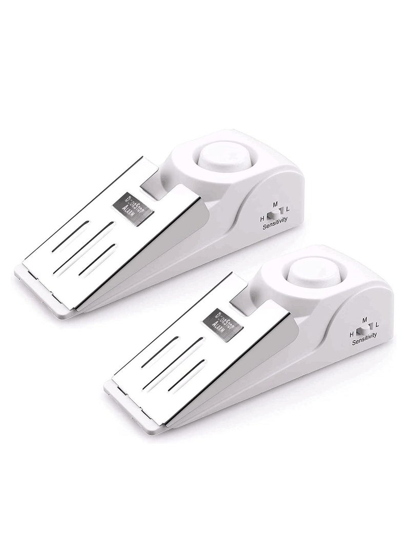 2 Pack Door Stop Alarm with 120DB Siren Door Stop for Home & Travel, Apartment House, Office Jammer Wedges (White) - Image 1