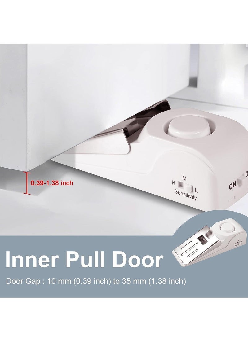 2 Pack Door Stop Alarm with 120DB Siren Door Stop for Home & Travel, Apartment House, Office Jammer Wedges (White) - Image 3