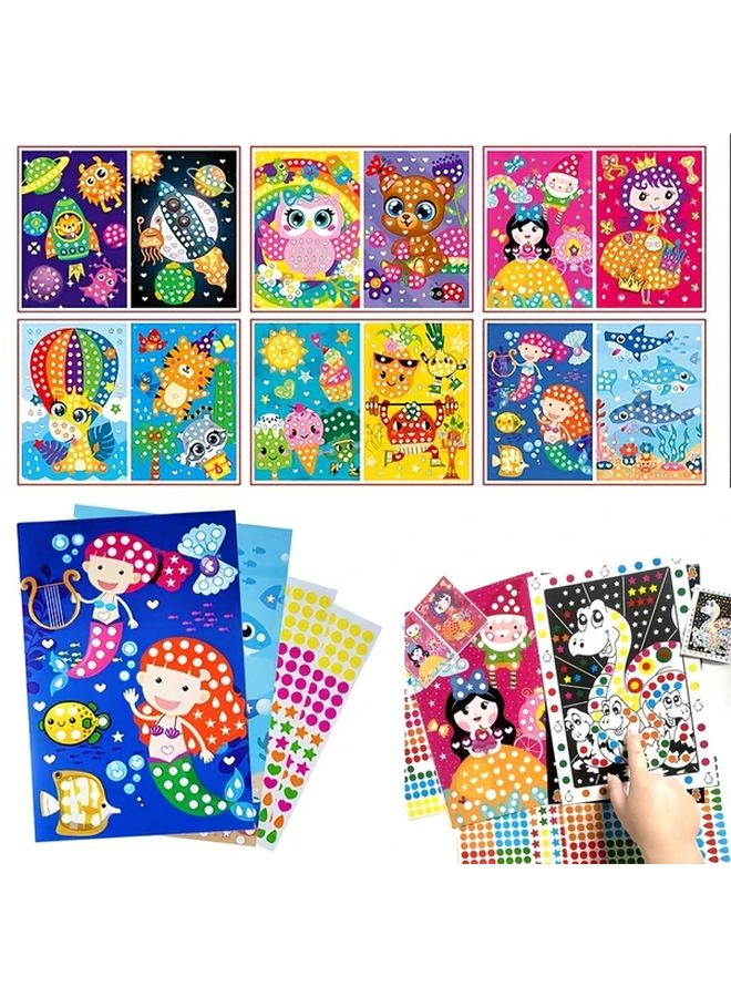 10pcs DIY Sticker Set Colorful Cartoon Princess Animal Paint By Dot Stickers For Kids - Image 2