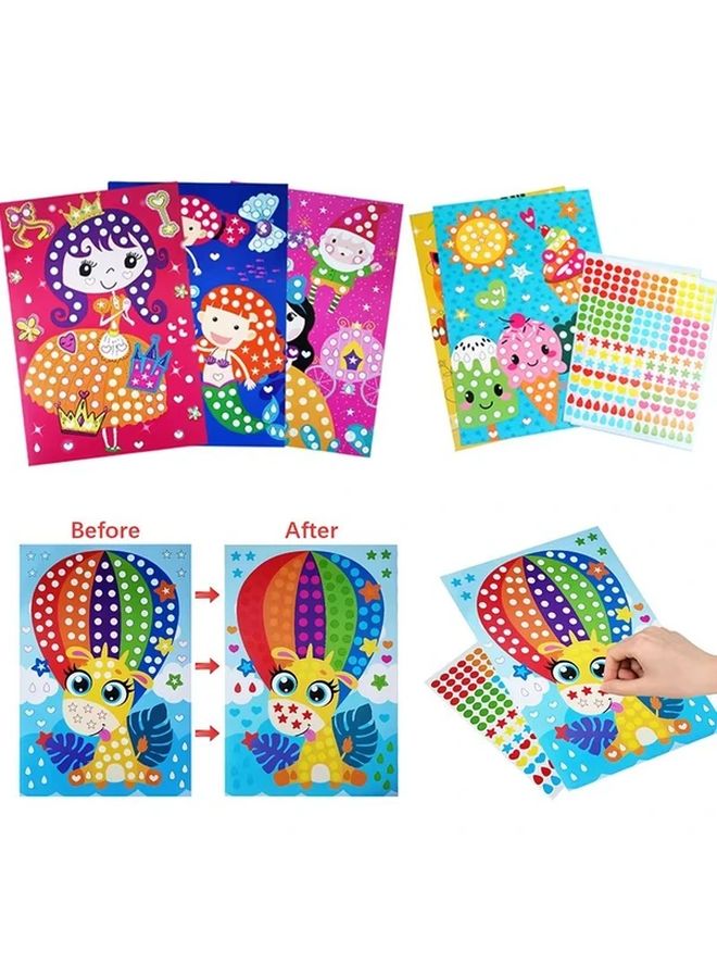10pcs DIY Sticker Set Colorful Cartoon Princess Animal Paint By Dot Stickers For Kids - Image 4
