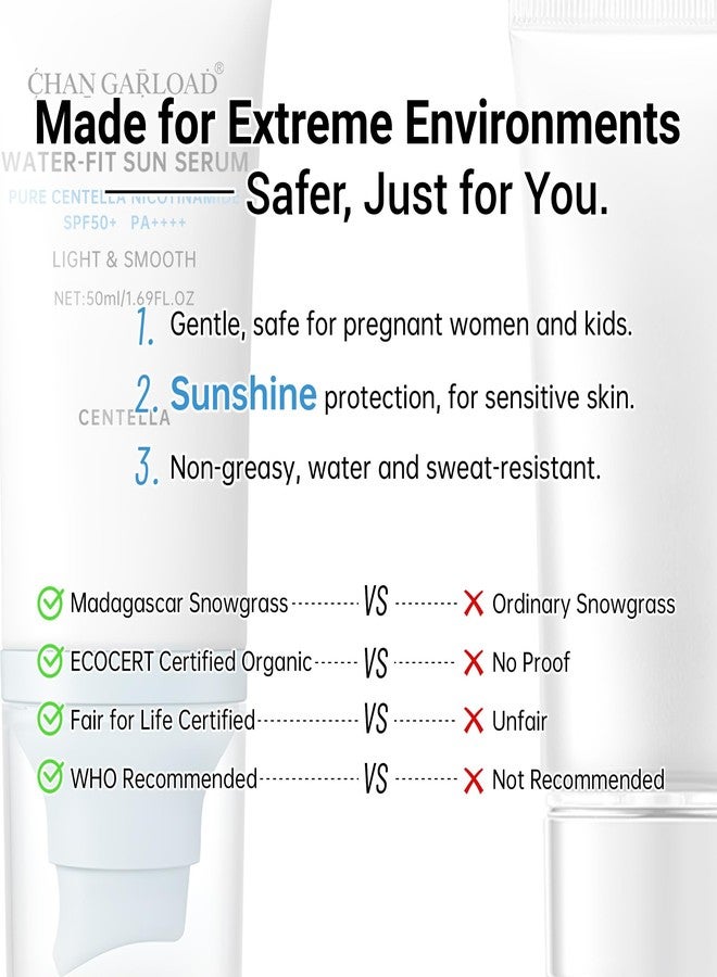 CHANGARLOAD Korean Sunscreen for Face & Body - SPF 50+ Madagascar Centella Mineral Sunblock with Tinted Moisturizer, Hyaluronic Acid & Niacinamide, Lightweight & Hydrating Korean Skin Care, 50ml - Image 5