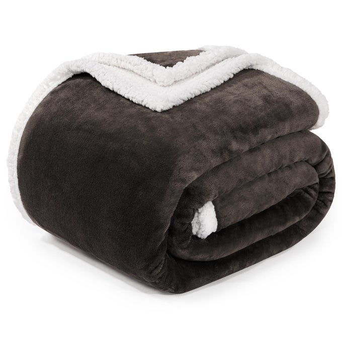 SHERPA FLEECE THROW BLANKETS SOFT FLUFFY FLANNEL PLUSH BLANKET AND THROW FUZZY COZY COFFEE CUDDLE BLANKETS FOR COUCH BED SOFA ADULTS 50 X 60 COFFEE