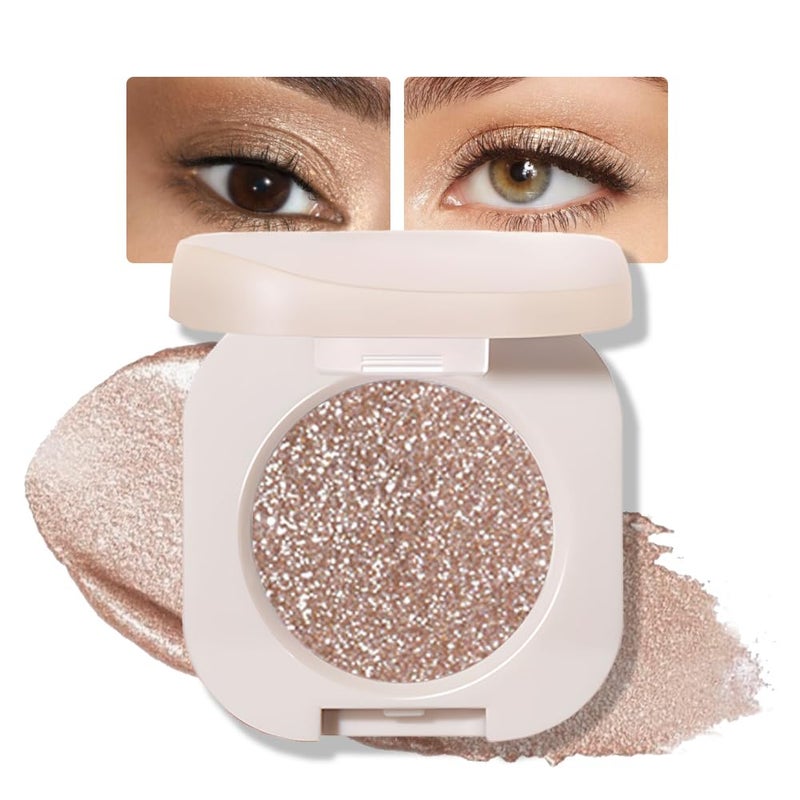FeiCuiYun Glitter Shimmer Sparkle Eyeshadow Palette Makeup for Older Women, Glitter Light Brown Shimmer Metallic Holographic Multichrome Cream Iridescent Single Monochrome Eye Shadow Makeup, 10 - Image 1