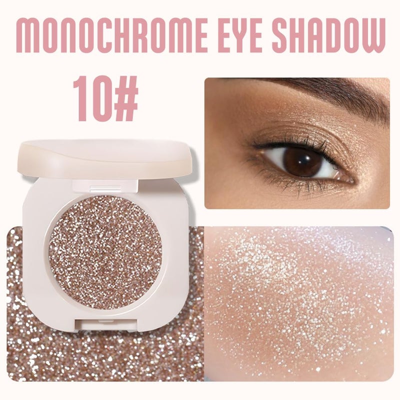 FeiCuiYun Glitter Shimmer Sparkle Eyeshadow Palette Makeup for Older Women, Glitter Light Brown Shimmer Metallic Holographic Multichrome Cream Iridescent Single Monochrome Eye Shadow Makeup, 10 - Image 3