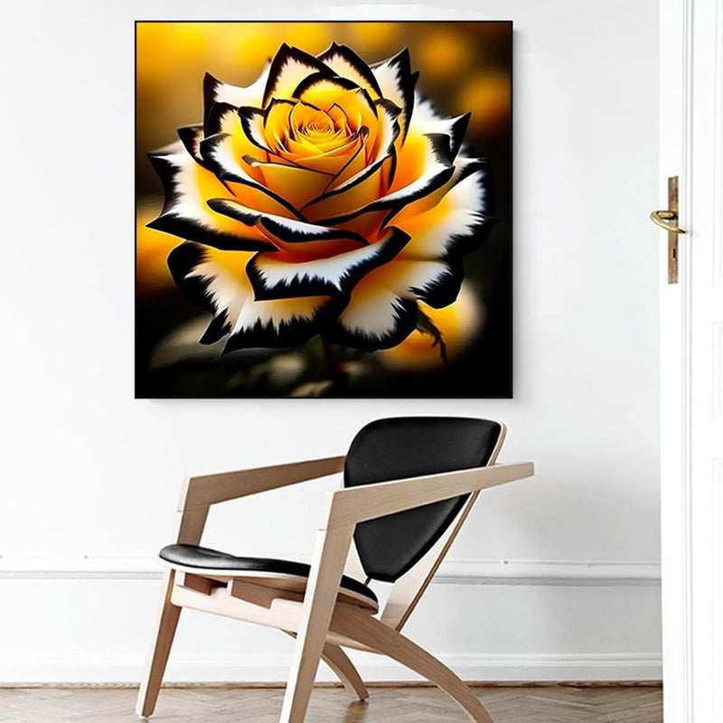 Acelii 5D Diamond Art Kits for Adults Beginners,Yellow Flower DIY Full Round Drill Diamond Painting Kits,Rose Paint by Diamonds Dots Gem Art Easy,Home Wall Decor 14X14 Inch - Image 2
