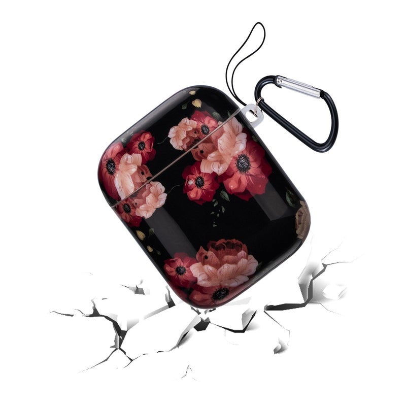 Flower Series Anti-fall Earphone Protective Case for AirPods 1 / 2, with Hook & Anti-drop Buckle(Flower 1)