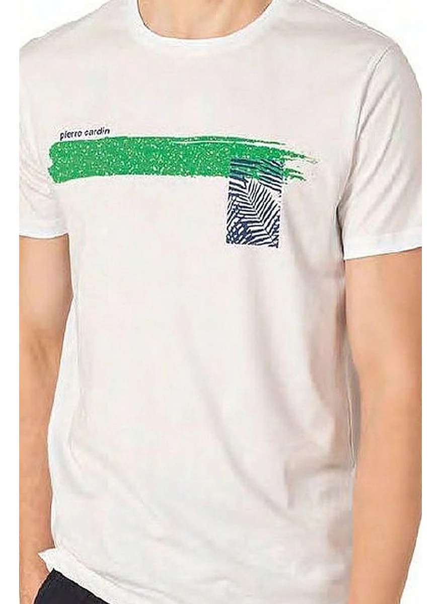 pierre cardin 6077 Men's Short Sleeve Crew Neck Pajama Set-White