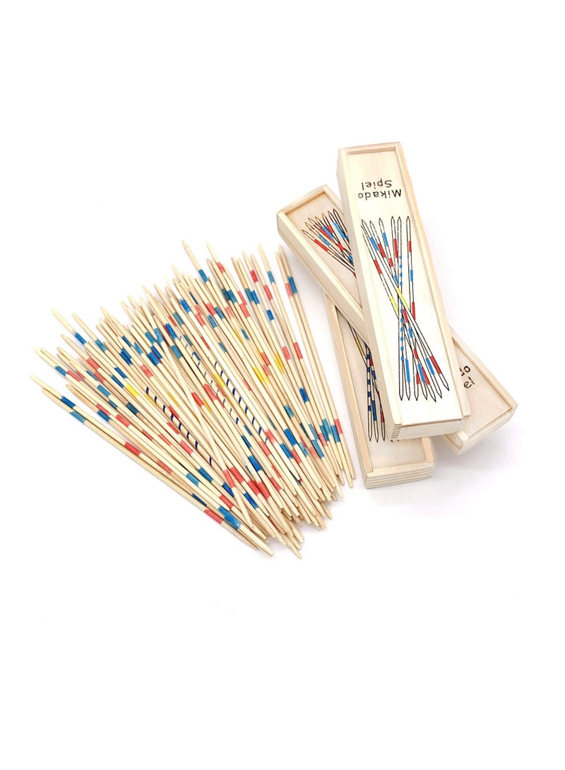 SUNSAR 3 Pack Pick Up Sticks, 93pcs Wooden Pick Up Sticks Boxed with Instructions,Fun Development Learning Toys for Children, Fun Family Game - Image 1